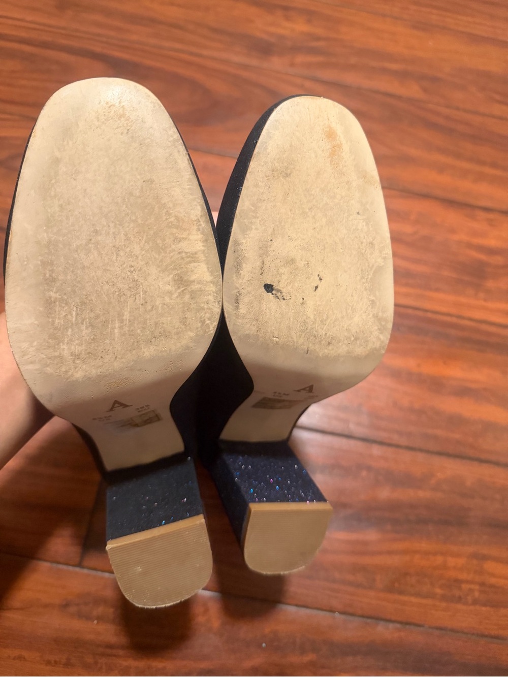 Anthropologie Black Sparkle Block Heel Pumps - Picture 4 of 11